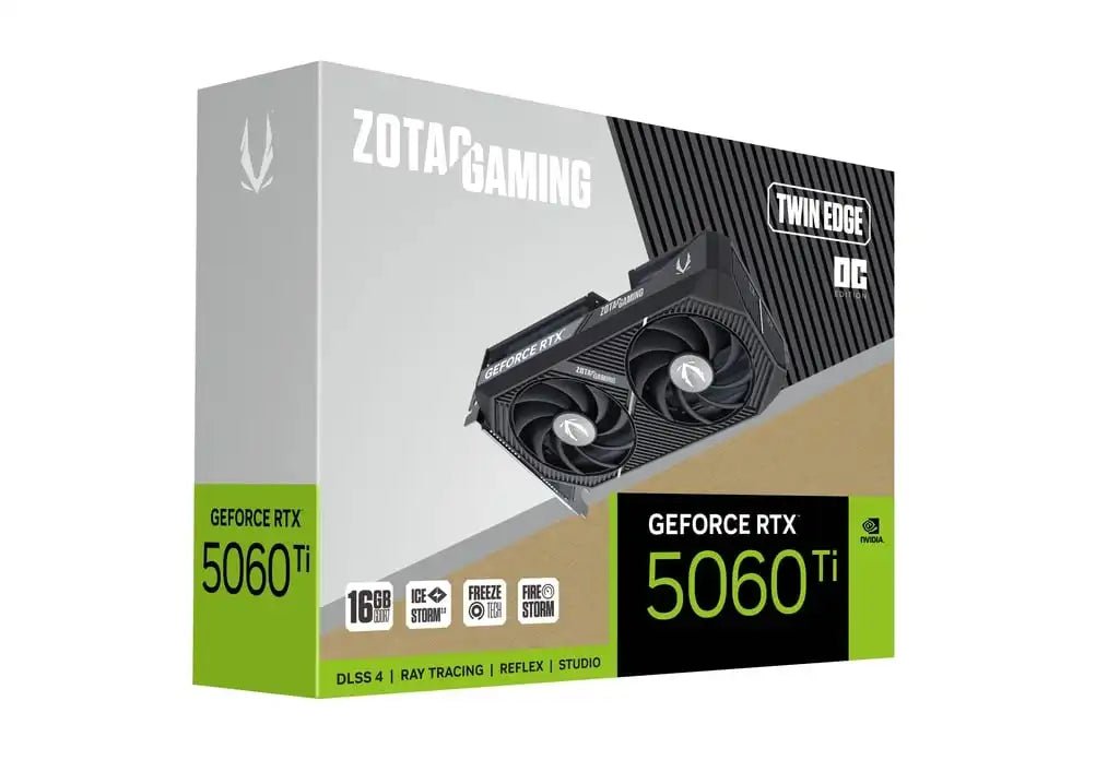 ZOTAC GAMING GeForce RTX 5060 Ti 16GB Twin Edge OC Graphics Card | ZT - B50620H - 10M - 8886307700629 - Vektra Computers LLC ZOTAC GAMING GeForce RTX 5060 Ti 16GB Twin Edge OC Graphics Card | ZT - B50620H - 10M - 8886307700629 - Vektra Computers LLC